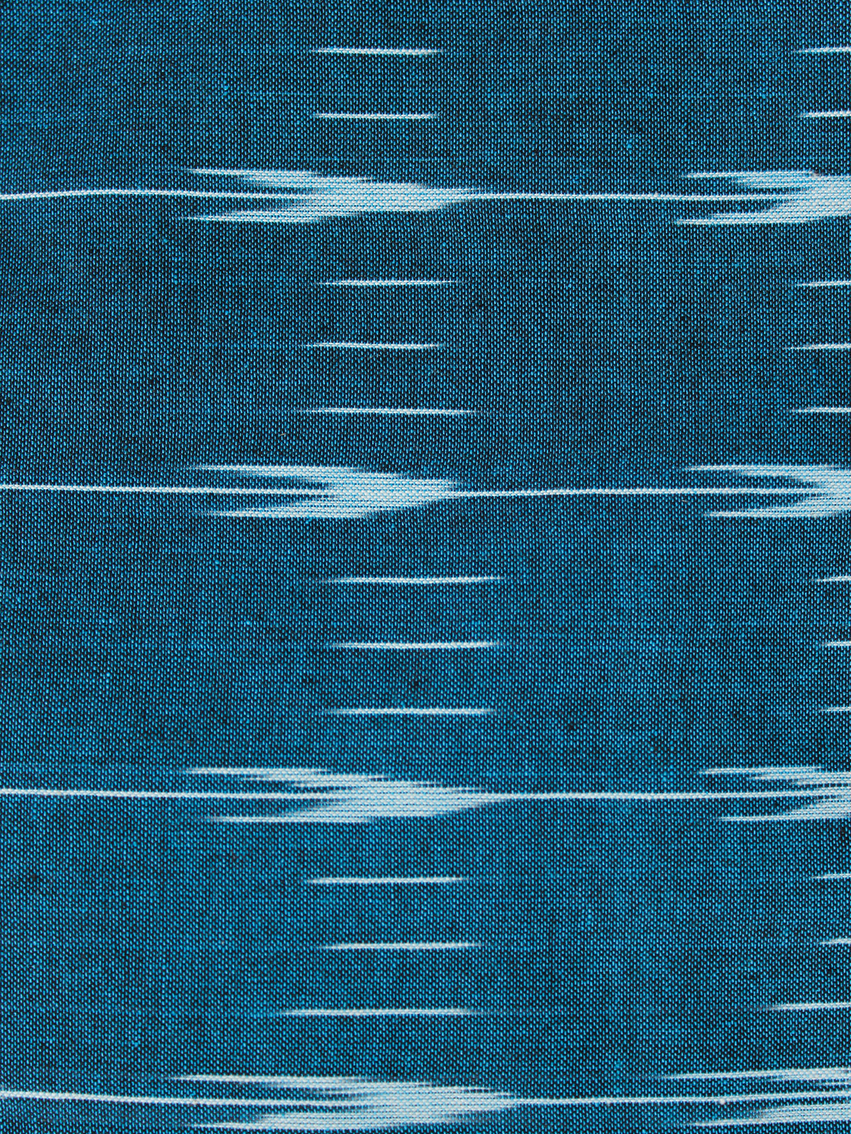 Indigo Ivory Hand Woven Ikat Handloom Cotton Fabric Per Meter - F002F1947