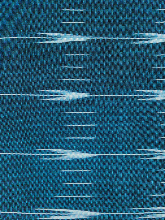 Indigo Ivory Hand Woven Ikat Handloom Cotton Fabric Per Meter - F002F1947