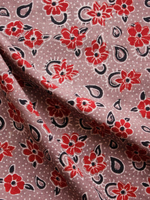 Light Brown Red Black Ajrakh Hand Block Printed Cotton Fabric Per Meter - F003F1575