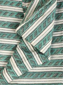 Sea Green Grey Hand Block Printed Cotton Fabric Per Meter - F001F2159