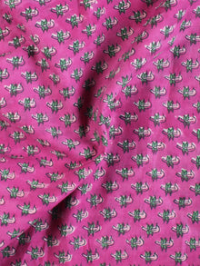 Pink Green Hand Block Printed Cotton Fabric Per Meter - F001F2126