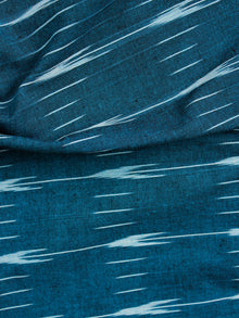 Indigo Ivory Hand Woven Ikat Handloom Cotton Fabric Per Meter - F002F1947