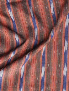 Rust Blue White Pochampally Hand Woven Ikat Fabric Per Meter - F002F1049