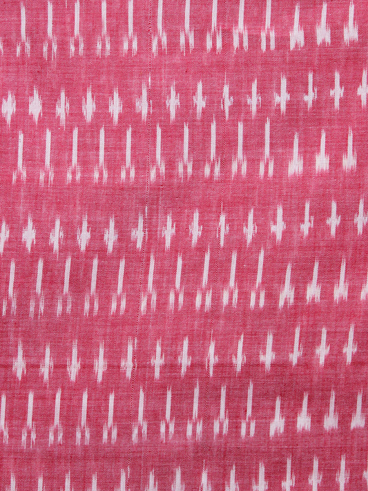 Pink White Pochampally Hand Weaved Ikat Mercerised Fabric Per Meter - F002F1563