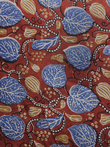 Red Blue Peanut Brown Hand Block Printed Cotton Fabric Per Meter - F003F1310