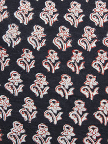 Black  Ivory Red Hand Block Printed Cotton Fabric Per Meter - F001F1145