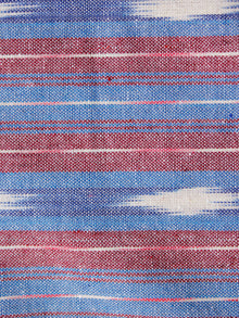 Blue Red White Hand Woven Ikat Handloom Cotton Fabric Per Meter - F002F1955