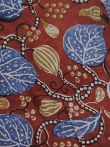 Red Blue Peanut Brown Hand Block Printed Cotton Fabric Per Meter - F003F1310