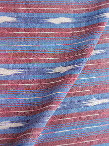 Blue Red White Hand Woven Ikat Handloom Cotton Fabric Per Meter - F002F1955