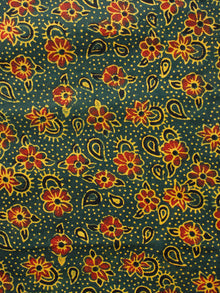 Green Yellow Black Maroon Ajrakh Hand Block Printed Cotton Fabric Per Meter - F003F1674