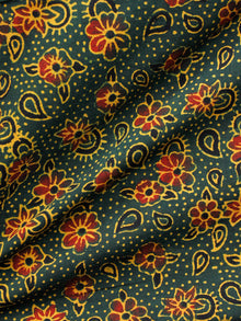 Green Yellow Black Maroon Ajrakh Hand Block Printed Cotton Fabric Per Meter - F003F1674