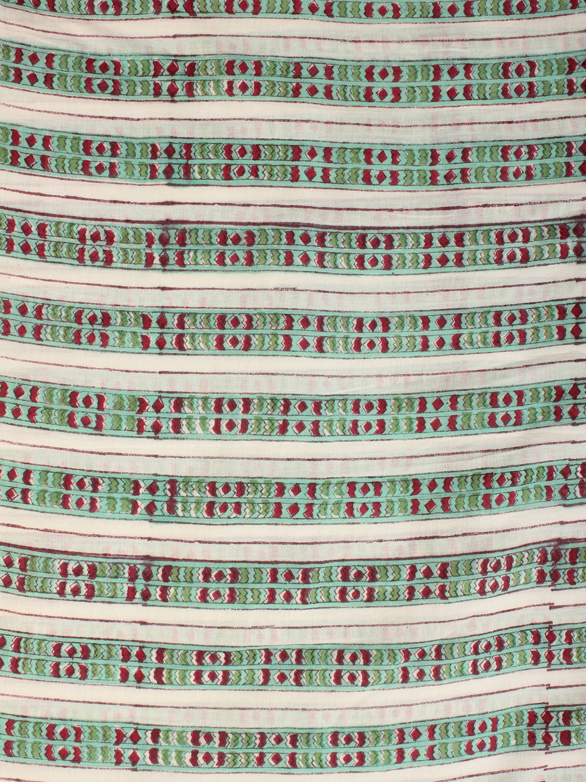 Green Magenta Hand Block Printed Cotton Fabric Per Meter - F001F2169