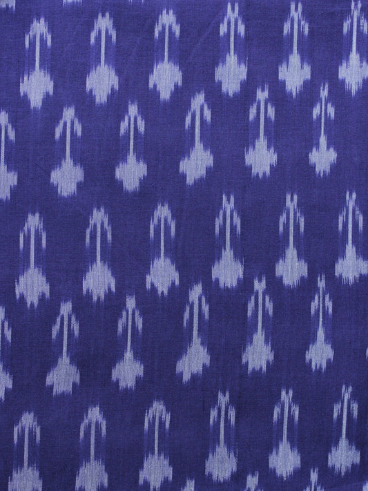 Blue Ivory Pochampally Hand Weaved Ikat Mercerised Cotton Fabric Per Meter - F002F1030