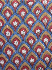 Red Peanut Brown Blue Hand Block Printed Cotton Fabric Per Meter - F001F1152