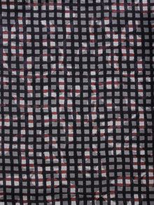 Black Grey Red Ivory Hand Block Printed Cotton Fabric Per Meter - F003F1326