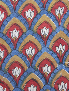 Red Peanut Brown Blue Hand Block Printed Cotton Fabric Per Meter - F001F1152