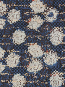 Indigo Ivory Gold Hand Block Printed Cotton Fabric Per Meter - F001F2063