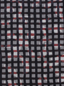 Black Grey Red Ivory Hand Block Printed Cotton Fabric Per Meter - F003F1326