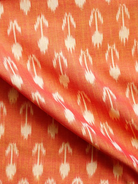 Golden Yellow Ivory Pochampally Hand Weaved Ikat Mercerised  Fabric Per Meter - F002F1412