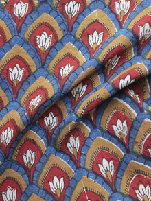 Red Peanut Brown Blue Hand Block Printed Cotton Fabric Per Meter - F001F1152