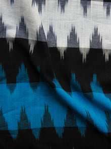 Blue Black Ivory Pochampally Hand Woven Ikat Fabric Per Meter - F002F931