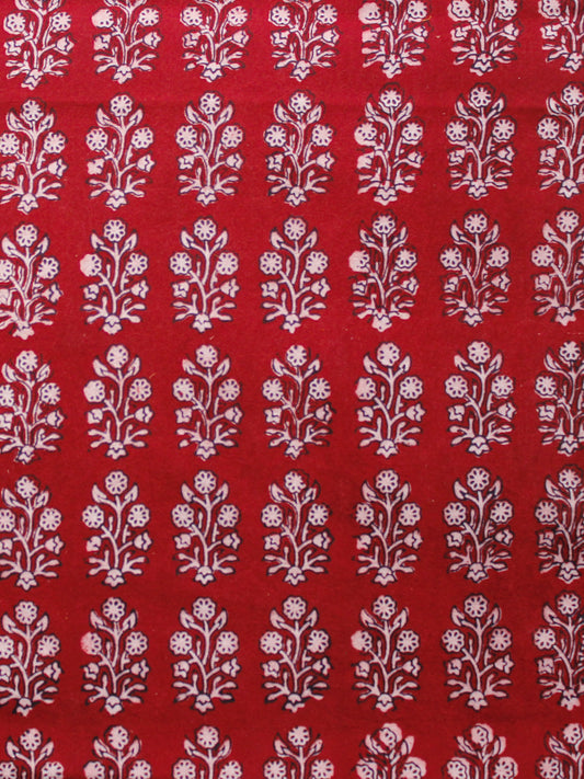 Red Black Ivory Bagh Printed Cotton Fabric Per Meter - F005F1691