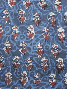 Indigo Maroon Ivory Hand Block Printed Cotton Fabric Per Meter - F001F1147