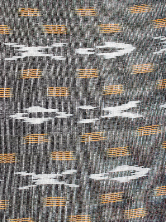 Grey White Mustard Hand Woven Ikat Handloom Cotton Fabric Per Meter - F002F1958