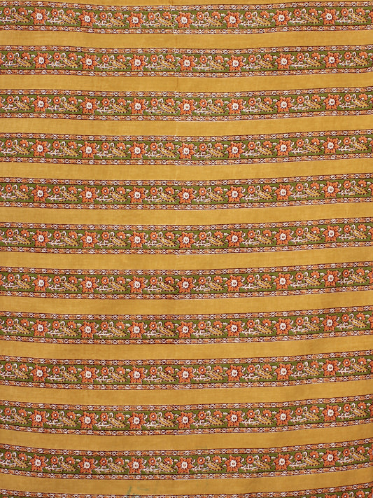 Mustard Green Orange Block Printed Cotton Fabric Per Meter - F001F2251