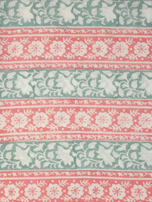 White Pink Sage Green Hand Block Printed Cotton Fabric Per Meter - F001F2335