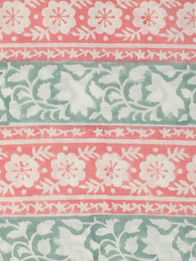 White Pink Sage Green Hand Block Printed Cotton Fabric Per Meter - F001F2335