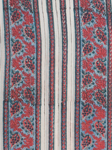 Carolina Blue Maroon Hand Block Printed Cotton Fabric Per Meter - F001F2352