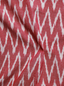 Red Ivory Pochampally Hand Woven Ikat Fabric Per Meter - F002F946