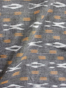 Grey White Mustard Hand Woven Ikat Handloom Cotton Fabric Per Meter - F002F1958