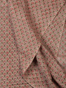 Tan Pink Green Block Printed Cotton Fabric Per Meter - F001F2389