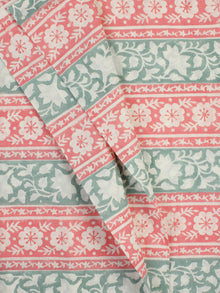 White Pink Sage Green Hand Block Printed Cotton Fabric Per Meter - F001F2335