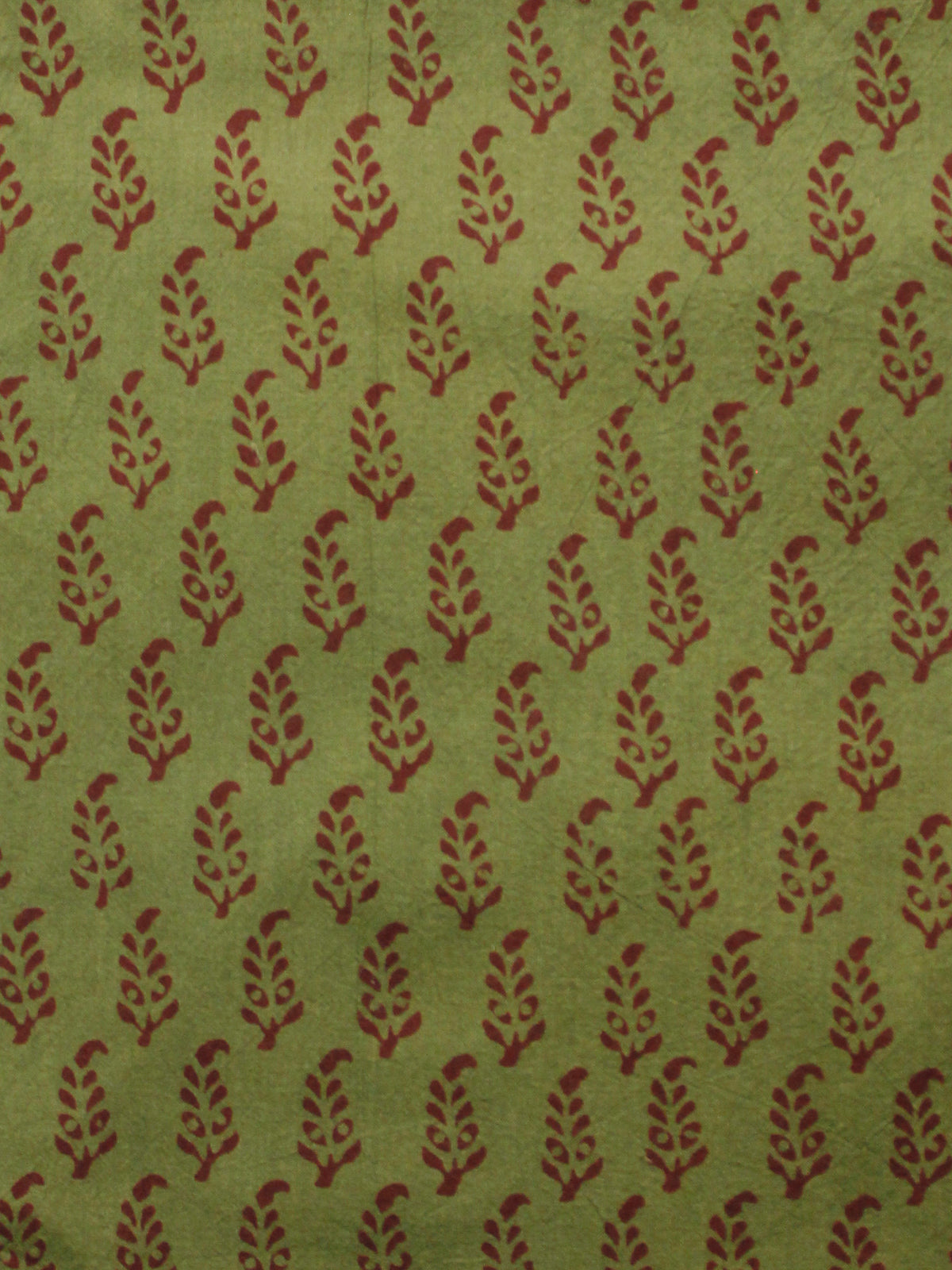 Pickle Green Maroon Bagh Printed Cotton Fabric Per Meter - F005F1699