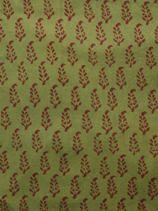 Pickle Green Maroon Bagh Printed Cotton Fabric Per Meter - F005F1699