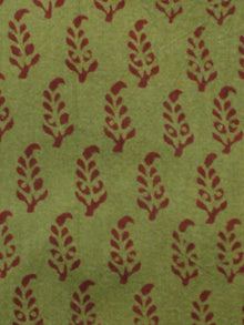 Pickle Green Maroon Bagh Printed Cotton Fabric Per Meter - F005F1699