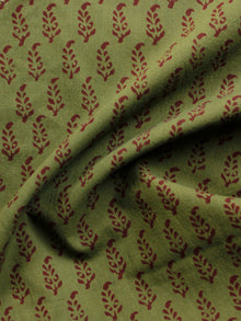 Pickle Green Maroon Bagh Printed Cotton Fabric Per Meter - F005F1699