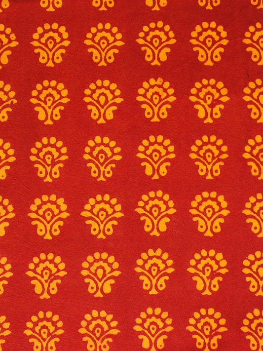 Red Orange Bagh Printed Cotton Fabric Per Meter - F005F1700