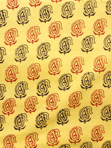 Yellow Black Rust Bagh Printed Cotton Fabric Per Meter - F005F1701