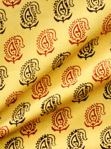 Yellow Black Rust Bagh Printed Cotton Fabric Per Meter - F005F1701