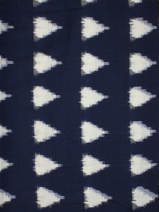 Navy Blue White Hand Woven Double Ikat Handloom Cotton Fabric Per Meter - F002F2217