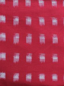 Red White Pochampally Hand Woven Double Ikat Fabric Per Meter - F002F1018