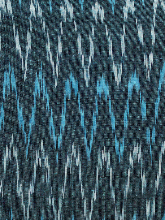 Blue Ivory Pochampally Hand Woven Ikat Fabric Per Meter - F002F947