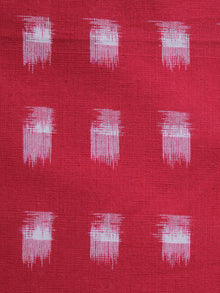 Red White Pochampally Hand Woven Double Ikat Fabric Per Meter - F002F1018