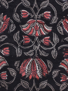 Black Grey Coral White Hand Block Printed Cotton Fabric Per Meter - F003F1328