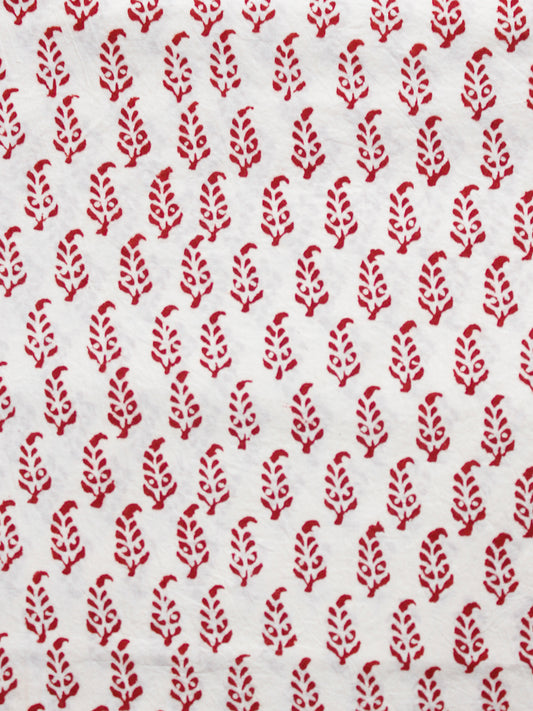 Beige Maroon Bagh Printed Cotton Fabric Per Meter - F005F1703