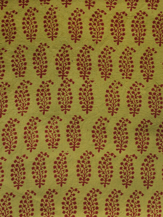 Olive Green Maroon Bagh Printed Cotton Fabric Per Meter - F005F1704